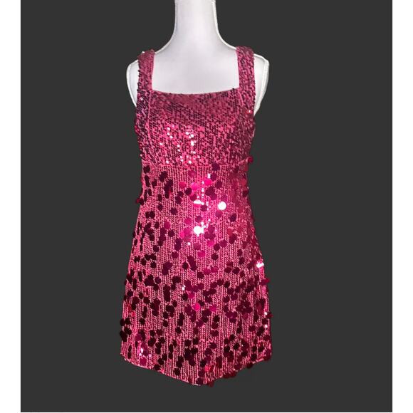 Wedtrend Fuchsia Sequin Bow Tied Back Sleeveless  Small Short Homecoming Dresse - Picture 1 of 6